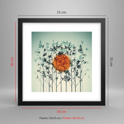 Poster in black frame - Japanese Sun - 30x30 cm