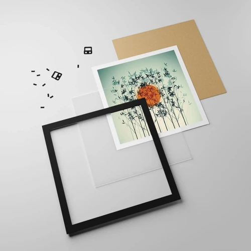 Poster in black frame - Japanese Sun - 30x30 cm