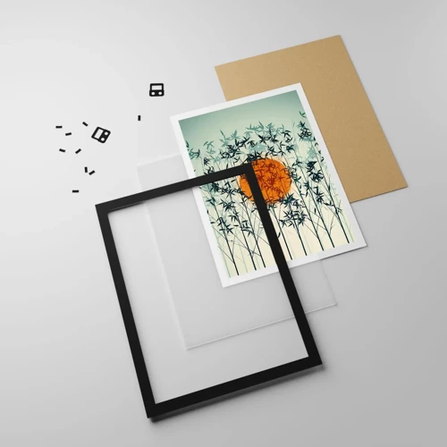 Poster in black frame - Japanese Sun - 30x40 cm