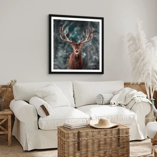 Poster in black frame - King of Forest Crowned - 40x40 cm