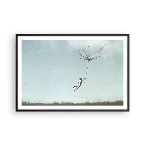 Poster in black frame - Kites, Dandelions, Wind - 91x61 cm