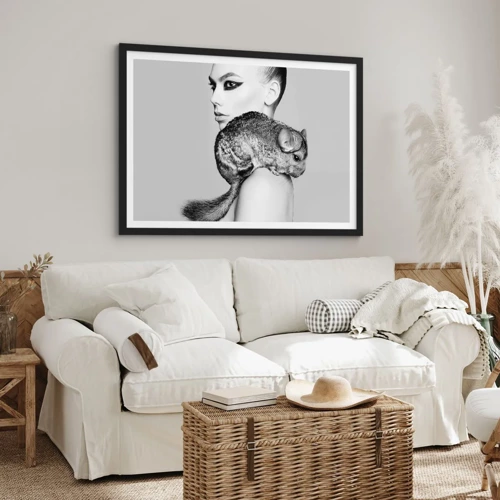 Poster in black frame - Lady with a Chinchilla - 50x40 cm