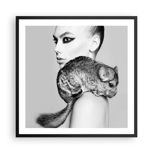 Poster in black frame - Lady with a Chinchilla - 60x60 cm