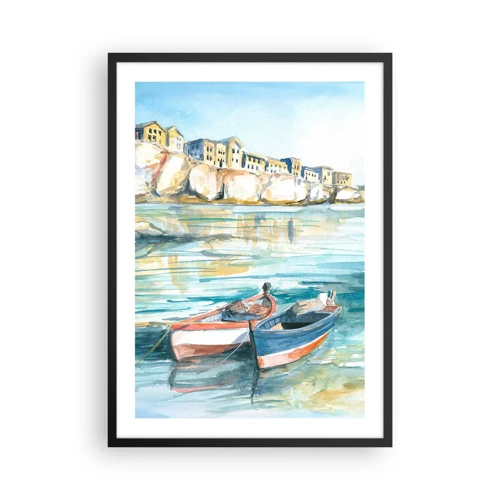 Poster in black frame - Landscape in Azure - 50x70 cm