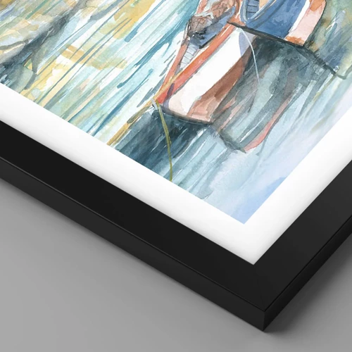 Poster in black frame - Landscape in Azure - 50x70 cm