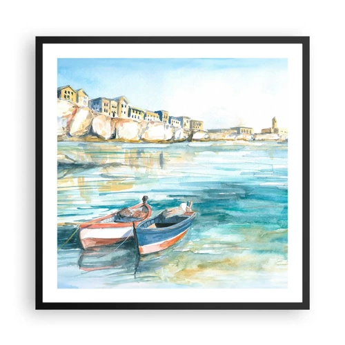 Poster in black frame - Landscape in Azure - 60x60 cm