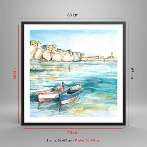 Poster in black frame - Landscape in Azure - 60x60 cm