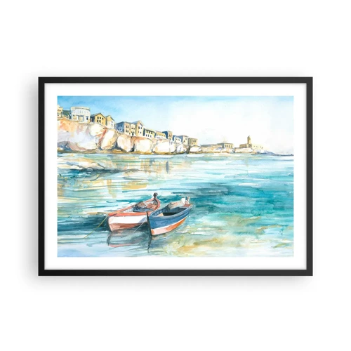 Poster in black frame - Landscape in Azure - 70x50 cm