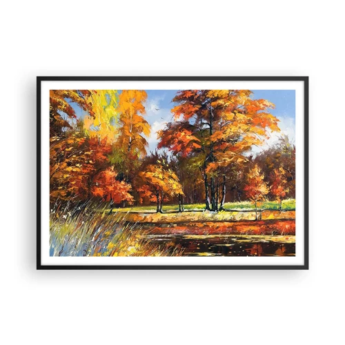 Poster in black frame - Landscape in Gold and Brown - 100x70 cm