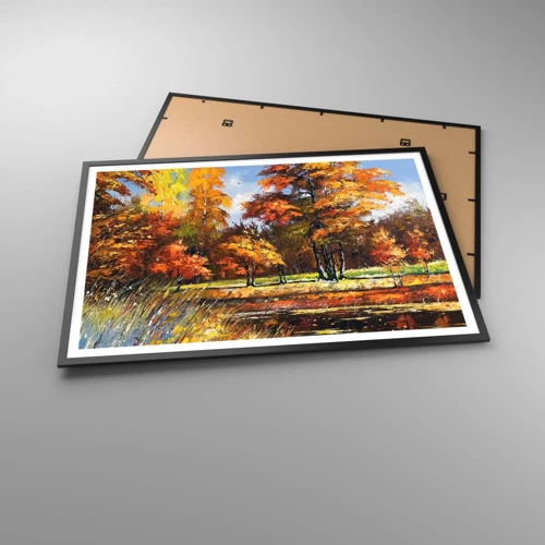 Poster in black frame - Landscape in Gold and Brown - 100x70 cm