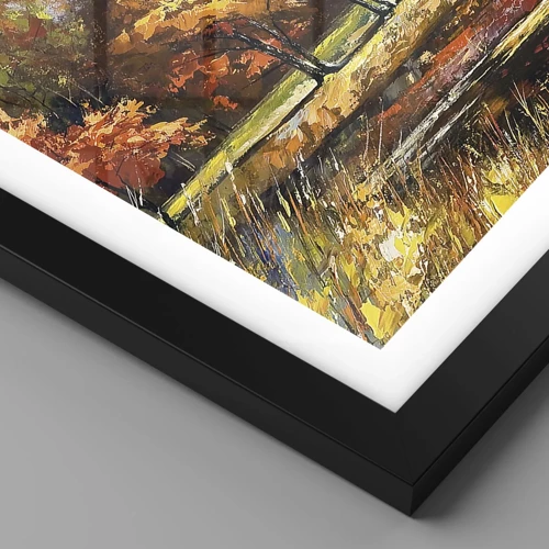Poster in black frame - Landscape in Gold and Brown - 100x70 cm