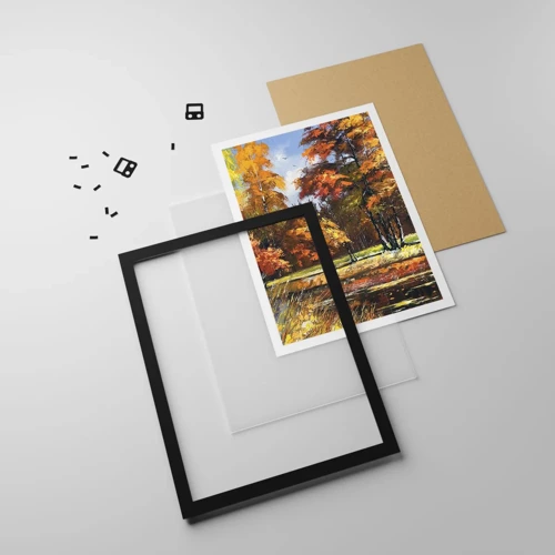 Poster in black frame - Landscape in Gold and Brown - 30x40 cm