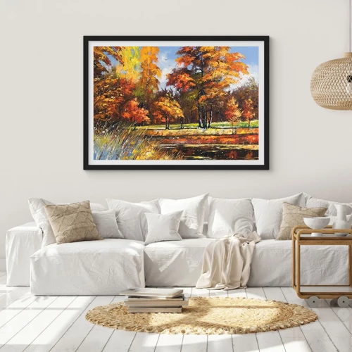 Poster in black frame - Landscape in Gold and Brown - 40x30 cm