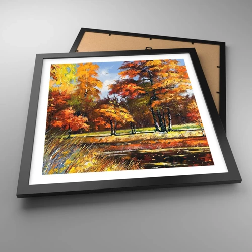 Poster in black frame - Landscape in Gold and Brown - 40x40 cm