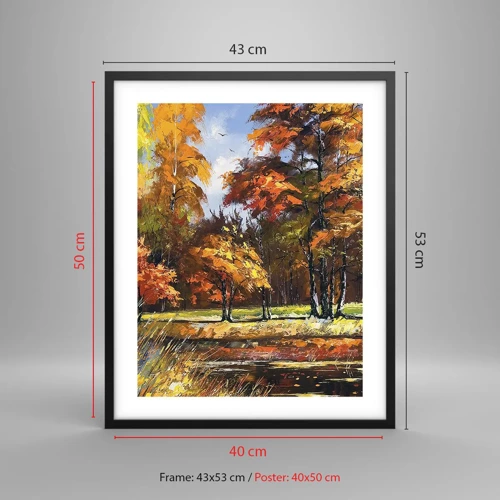 Poster in black frame - Landscape in Gold and Brown - 40x50 cm