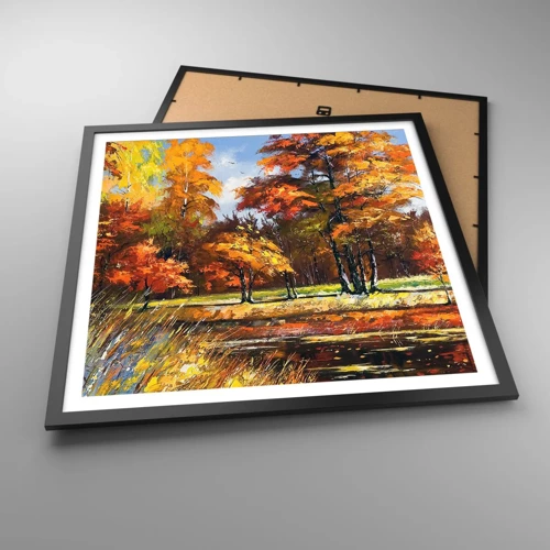Poster in black frame - Landscape in Gold and Brown - 60x60 cm