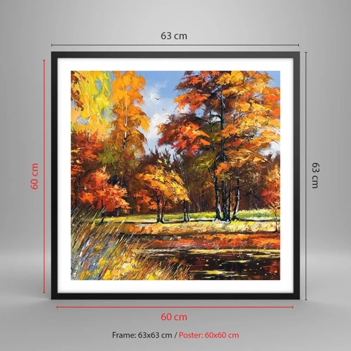 Poster in black frame - Landscape in Gold and Brown - 60x60 cm