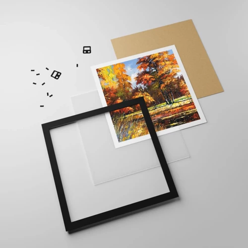 Poster in black frame - Landscape in Gold and Brown - 60x60 cm