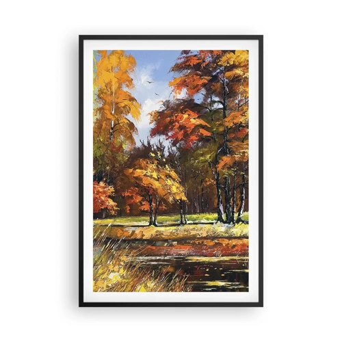 Poster in black frame - Landscape in Gold and Brown - 61x91 cm
