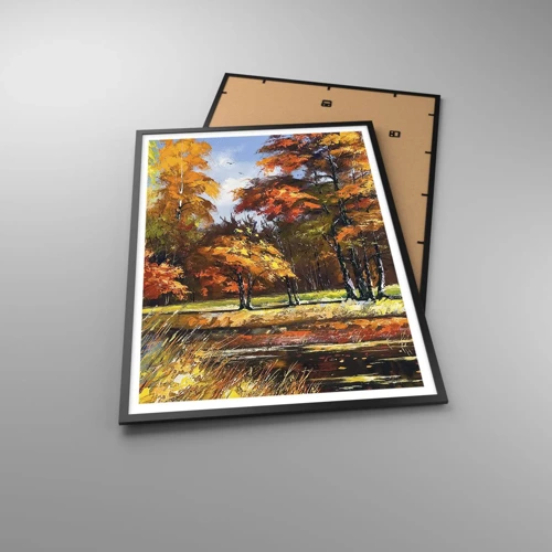 Poster in black frame - Landscape in Gold and Brown - 70x100 cm