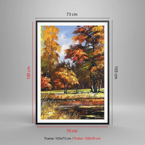 Poster in black frame - Landscape in Gold and Brown - 70x100 cm