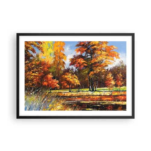 Poster in black frame - Landscape in Gold and Brown - 70x50 cm