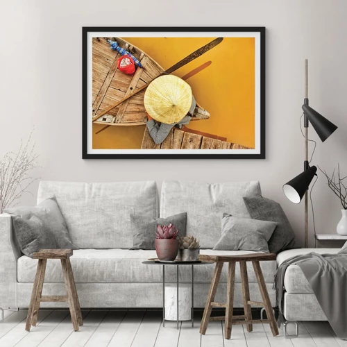 Poster in black frame - Life on a Yellow River - 70x50 cm