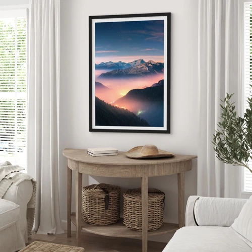 Poster in black frame - Light in the Valleys - 50x70 cm