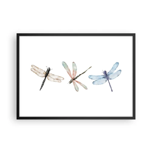 Poster in black frame - Lightness of Dragonflies  - 70x50 cm