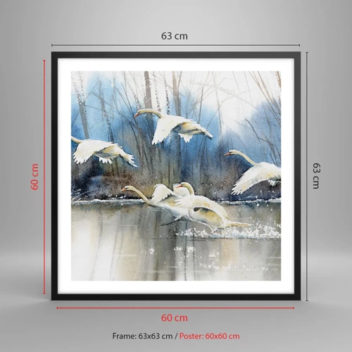 Poster in black frame - Like in a Fairy Tale about Wild Swans - 60x60 cm
