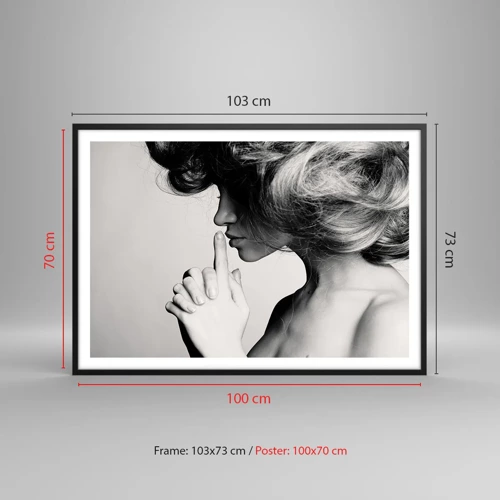 Poster in black frame - Listening to Herself - 100x70 cm