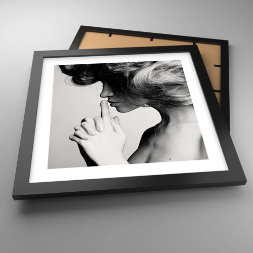 Poster in black frame - Listening to Herself - 30x30 cm