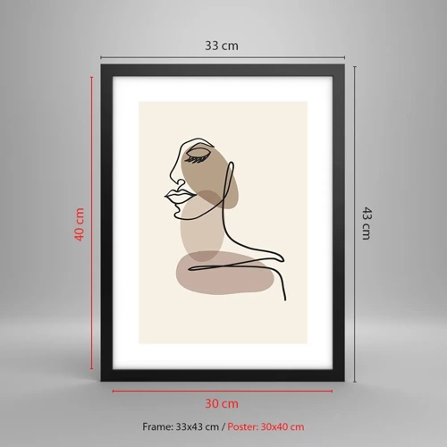 Poster in black frame - Listening to Herself - 30x40 cm