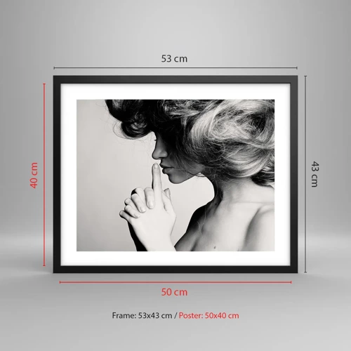 Poster in black frame - Listening to Herself - 50x40 cm