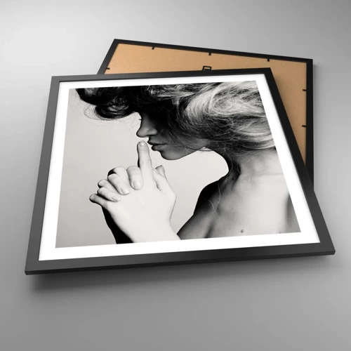 Poster in black frame - Listening to Herself - 50x50 cm