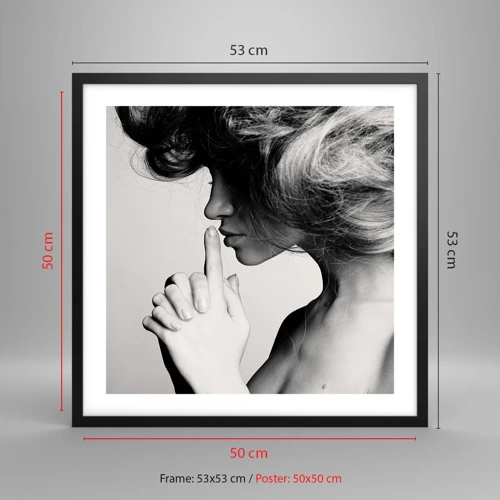 Poster in black frame - Listening to Herself - 50x50 cm