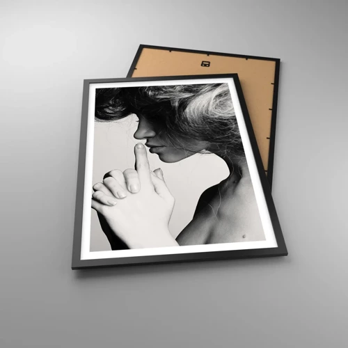 Poster in black frame - Listening to Herself - 50x70 cm