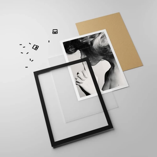 Poster in black frame - Listening to Herself - 50x70 cm