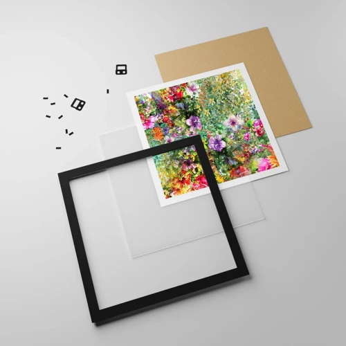 Poster in black frame - Lost in the Flowers - 30x30 cm