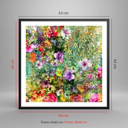 Poster in black frame - Lost in the Flowers - 60x60 cm