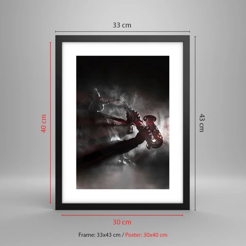 Poster in black frame - Lost in the Fog of Jazz - 30x40 cm