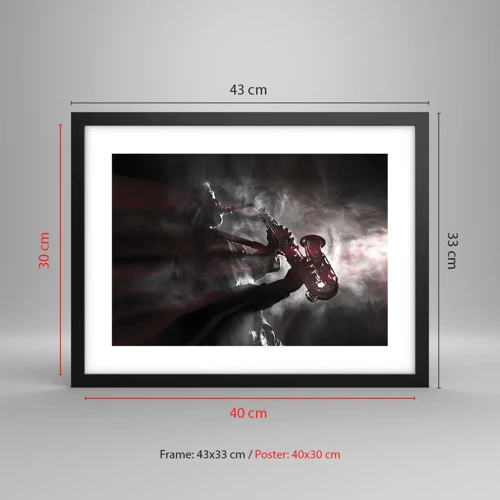 Poster in black frame - Lost in the Fog of Jazz - 40x30 cm