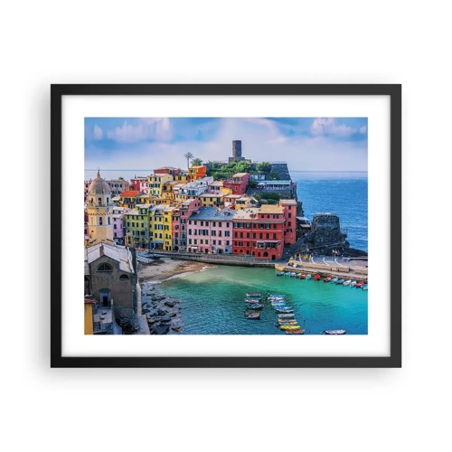 Poster in black frame - Magical Mediterranean Town - 50x40 cm