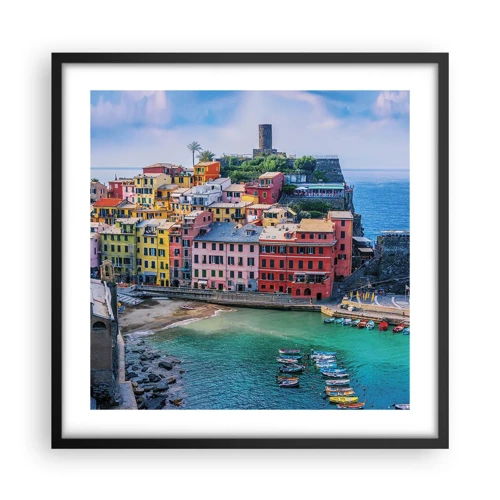 Poster in black frame - Magical Mediterranean Town - 50x50 cm