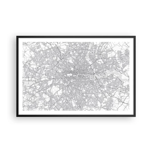 Poster in black frame - Map of London Maze - 91x61 cm