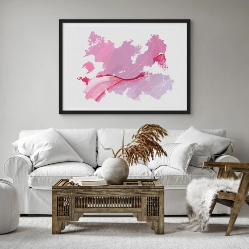 Poster in black frame - Map of a Pink World - 70x50 cm