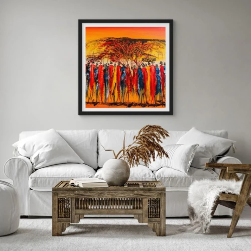 Poster in black frame - Marching in the Rhythm of Tam-tam - 30x30 cm