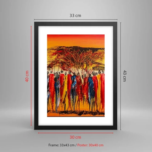 Poster in black frame - Marching in the Rhythm of Tam-tam - 30x40 cm