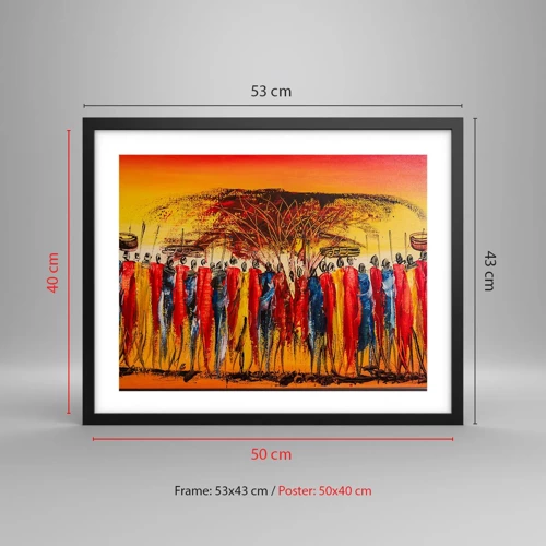 Poster in black frame - Marching in the Rhythm of Tam-tam - 50x40 cm