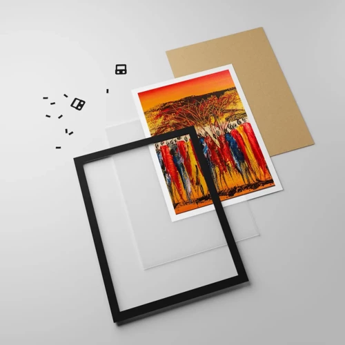 Poster in black frame - Marching in the Rhythm of Tam-tam - 50x70 cm